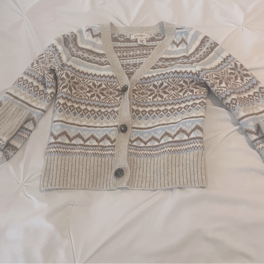 Jessica Simpson Beige Blue Brown Patterned Cardigan XS - Picture 5 of 11
